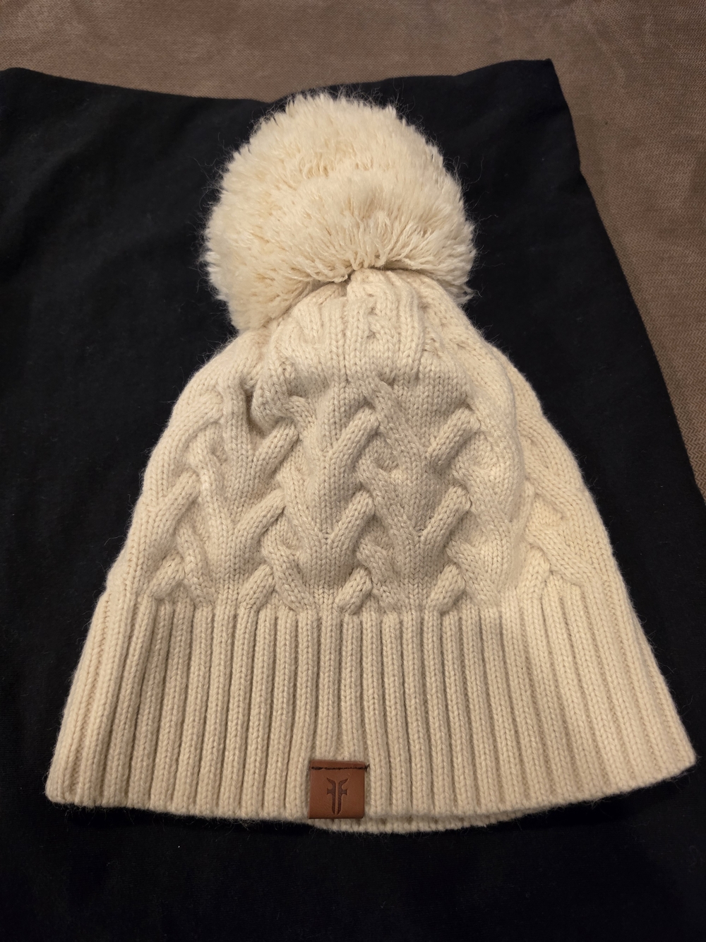 Cream Frye Acrylic Beanie With Pom Pom